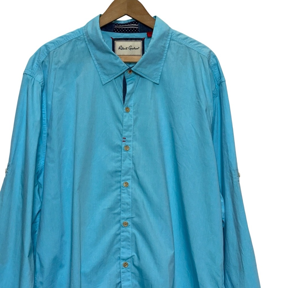 Robert Graham Solid Blue Button Down 100% Cotton … - image 3